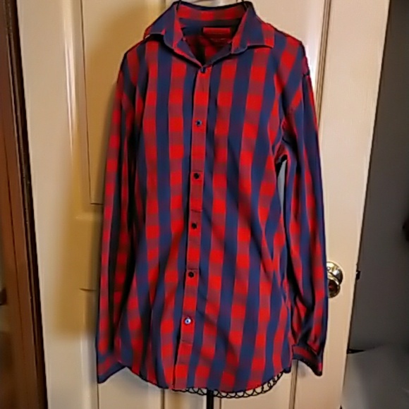 Zara Other - Zara Mens Slim Fit button up shirt Red & Blue XS